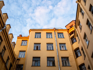 apartment houses in courtyard in Saint Petersburg