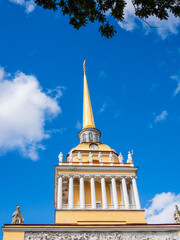 Admiralty spire in St Petersburg city