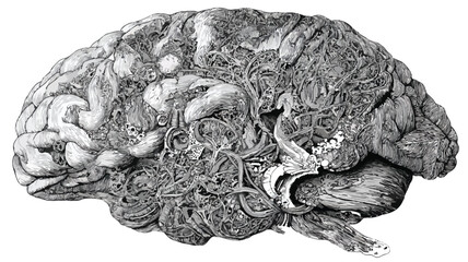 Detailed Human Brain Vector Art for Medical Illustrations and Science Concepts