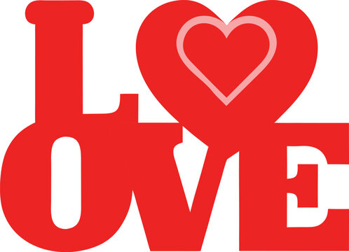 Stylized word love with decorative lettering
