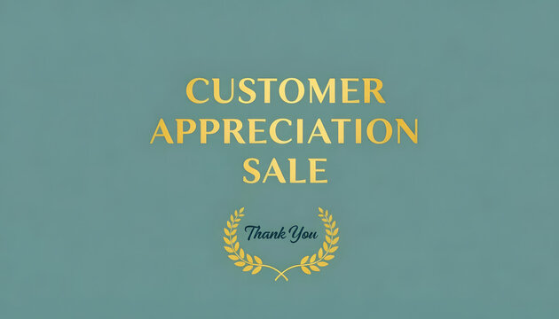 Minimal and trustworthy "Customer Appreciation Sale" inviting promotional poster with "Thank You" message, horizontal format, landscape orientation  