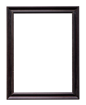 blank old vertical black picture frame cutout