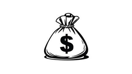 Money Bag Vector Icon on White Background: Financial Design Element