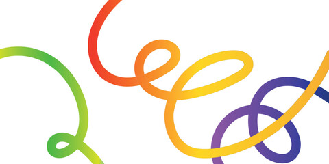 Obraz premium Colorful curling ribbon line abstract design element with flowing swirls and loops, festive vector background for celebration, decoration, and artistic motion graphic compositions