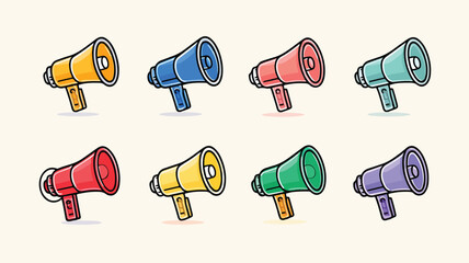 Professional Megaphone Icons Set for Electric Communication