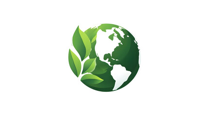 Green earth with leaf symbolizing environmental conservation and sustainability