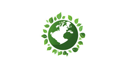 Green earth emblem with leaf circle symbolizing sustainability and environmental awareness
