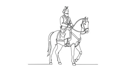 Majestic warrior on horseback, powerful symbol of heritage and strength line art vector