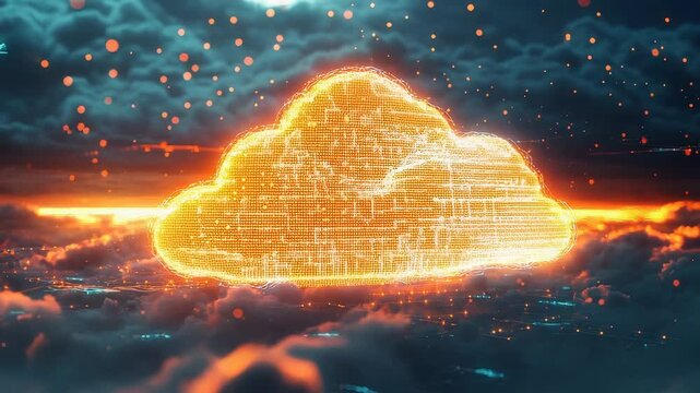 Cloud computing data network virtualization at sunset