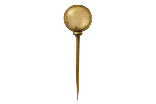 Golden pushpin creating a marker point on maps or boards, representing location, strategy, and ideas on a transparent background - Powered by Adobe