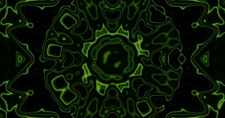 Seamless green tunnel video loop with abstract shapes and patterns for visual display