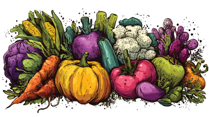 Colorful Agricultural Crops and Vegetables Vector Illustration