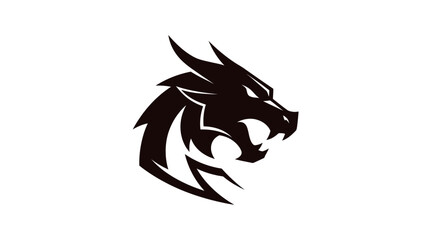 Black dragon head illustration on white background vector design