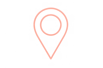 Location pin neon glowing red tracking marker with transparent background for gps navigation and pinpointing destinations