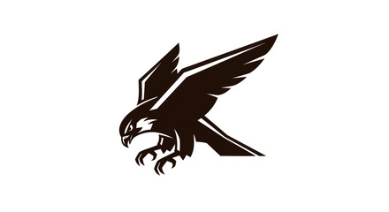 Black eagle graphic symbol vector isolated design element on white background