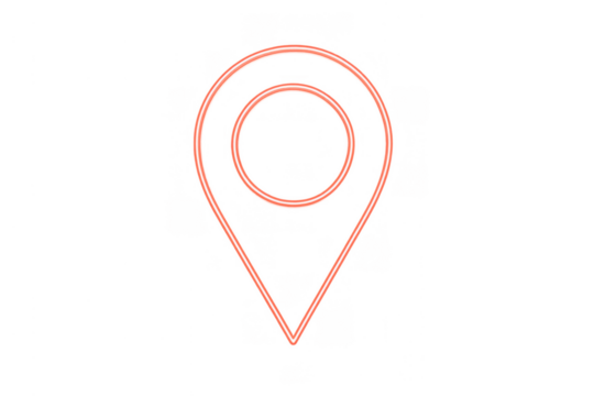 Location pin neon glowing red tracking marker with transparent background for gps navigation and pinpointing destinations