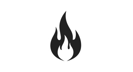 Black flame icon on white background symbolizing energy and heat