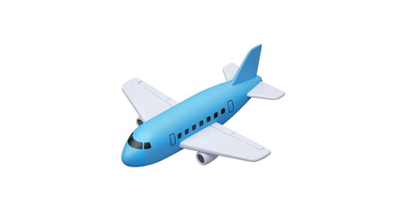 Fototapeta premium Blue airplane model with cartoon design on transparent background 