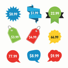 price sticker buttons for retail web promotion design illustration