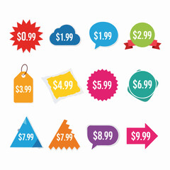 price sticker buttons for retail web promotion design illustration