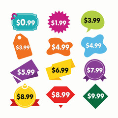 set of colorful sale stickers