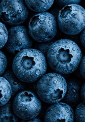 A close-up of vibrant, plump blueberries glistening with dew, ready for a healthy snack or delicious recipe ingredient ,sour ,produce ,blueberry