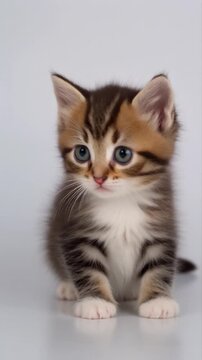 Adorable chaton tigr&eacute; aux yeux bleus pos&eacute;