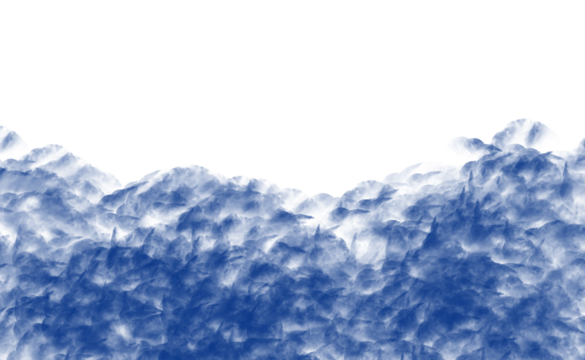 Abstract blue smoke swirling on a black background isolated on transparent background