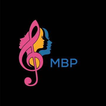 Creative Feminine Music Logo with Treble Clef and Colorful Female Silhouettes &ndash; MBP  Later Logo, Beauty and Art Concept
