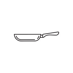 Side view frying pan outline vector flat illustration