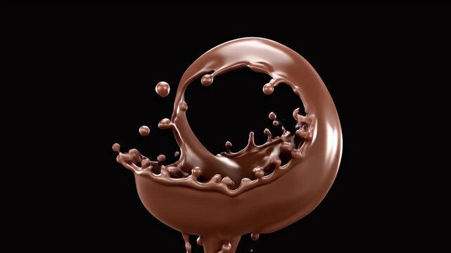 Dynamic Chocolate Splash Crown - 3D Fluid Dessert Flow Motion