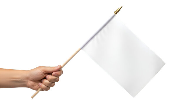 Hand Holding Small Blank White Flag graphic design