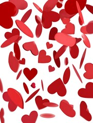 Falling red hearts confetti background for valentines day celebration