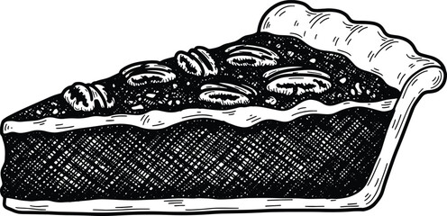 Delicious Pecan Pie Slice Illustration for Dessert and Holiday Themes