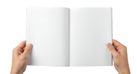 Hands Holding Open Blank Book open book blank pages