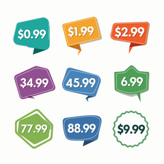 Colorful set of sale stickers and discount labels for retail design