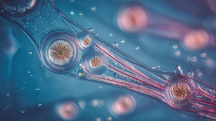 Microscopic view of a complex biological structure with intricate details