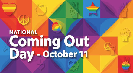 National Coming Out Day Celebration Colorful Pride Image.