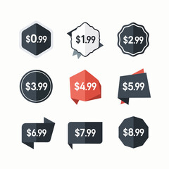 Retro vector label set featuring sale and discount promotional stickers
