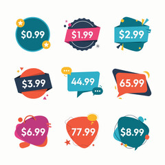 Colorful set of sale labels and tags for discounts and offers