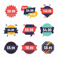 Colorful set of sale labels and tags for discounts and shop offers