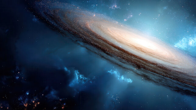 Vast spiral galaxy illuminated in deep space