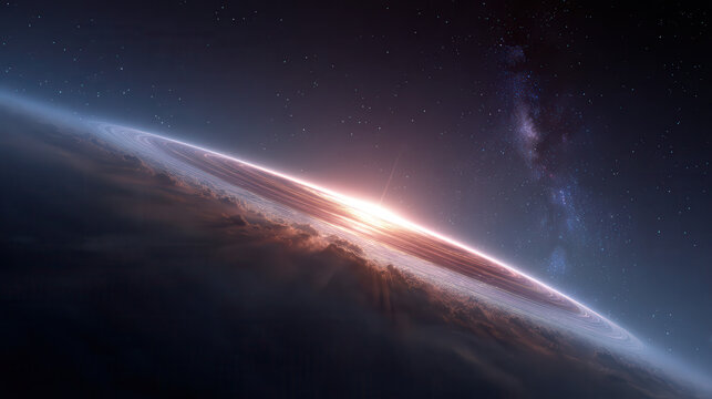 Vibrant galaxy center glowing with cosmic light and stars