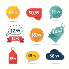 set of colorful sale labels
