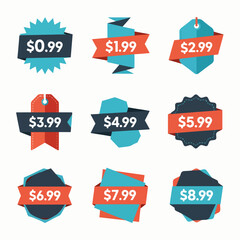 Set of colorful price stickers