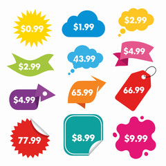 set of colorful sale labels