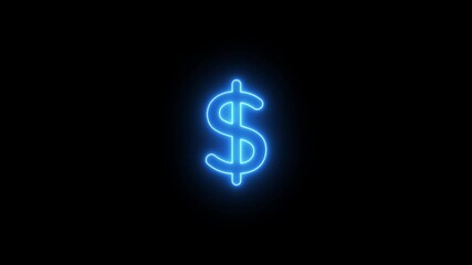abstract neon dollar icon animation on black background, money concept video . - Powered by Adobe