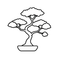 A line drawing of a bonsai tree. 
