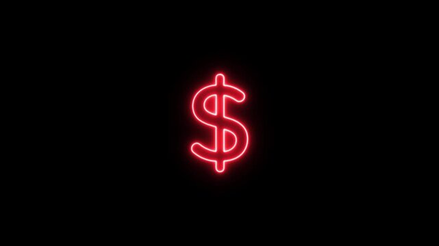 abstract neon dollar icon animation on black background, money concept video .