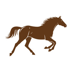 Galloping horse vector art illustration running free wild mustang equestrian animal silhouette brown colored clip